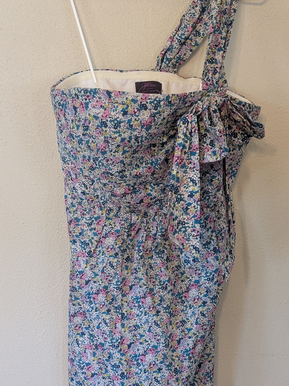 NWT J.Crew x Liberty of London One Shoulder Bow Dress Size 6 - Picture 3 of 11
